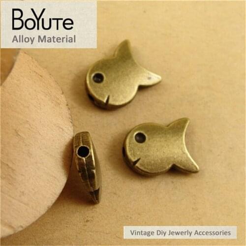 BoYuTe (100 Pieces/Lot) 12*10MM Hole 1.2MM Metals Fish Spacer Beads Charms Diy Handmade Charms Pendants Jewelry Findings