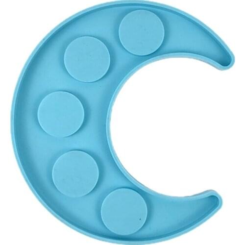 Essential Oil Tray Plate Epoxy Resin Mold 5-hole Moon Candlestick Silicone Mould DIY Crafts Decorations Casting Tool