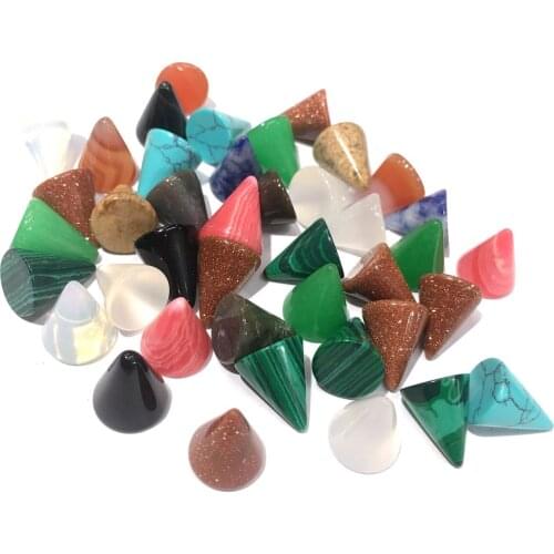New Fashion Natural Semi-precious Stone Beads Cone Shap CAB Cabochon Loose Beads for Jewelry Accessories Wholesale 10Pcs