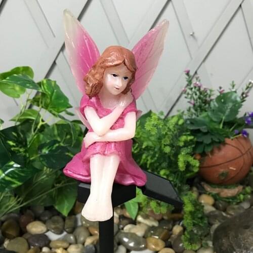 Solar Vinyl Flower Fairy Plug-In Lamp Crafts Garden Lawn Lamp Solar Flower Fairy Place Lamp
