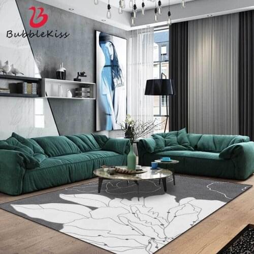 Bubble Kiss Mordern Chinese Style Gray Flower Pattern Carpets Home Christmas Decor Living Room Area Rugs Customized Floor Mat