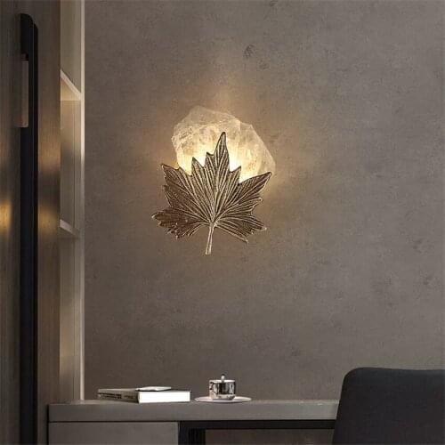 Luxury Natural Crystal Wall Lamps Modern Living Room Dining Room Hotel Bedroom Bedside Maple Leaf Design Art Deco Wall Lights
