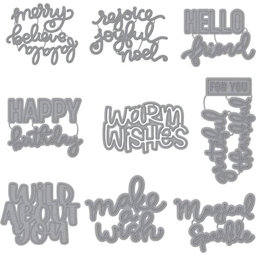 Christmas Words Warm Wishes Phrases Metal Cutting Dies Stencil for DIY Scrapbooking Decorative Craft Paper Cards Making New 2019