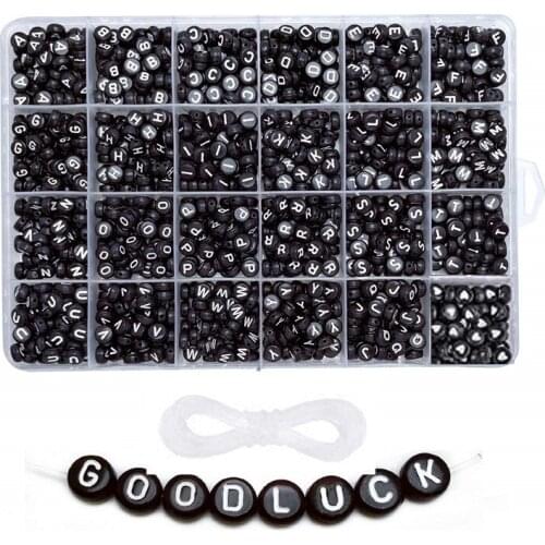 DIY Beads Material Acrylic Letters Alphanumeric English Bead for Kid Childen Jewelry Bracelets Beading Making Circular 1200pcs