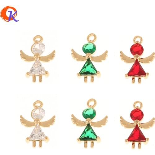 Cordial Design 50Pcs 11*15MM Jewelry Accessories/Rhinestone Pendant/DIY Making/Angel Shape/Hand Made/CZ Charms/Earrings Findings