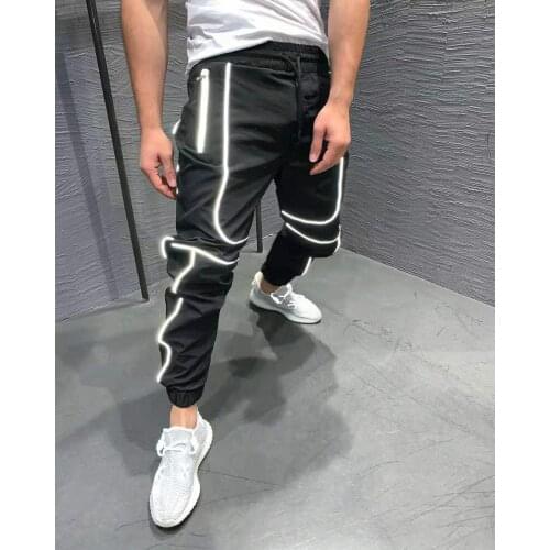 2021 Reflective Strip Night Run Thin Style Quick-drying Fitness Training Basketball Hip Hop Jogging Sports Pants Mens Pants