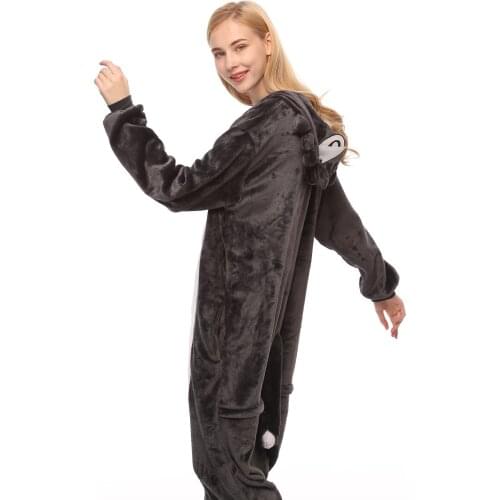 Adults Animal Kigurumi Wolf Pajamas Sets Sleepwear Cosplay Zipper Onesie Hooded Women Men Winter Unisex Cartoon Pajamas