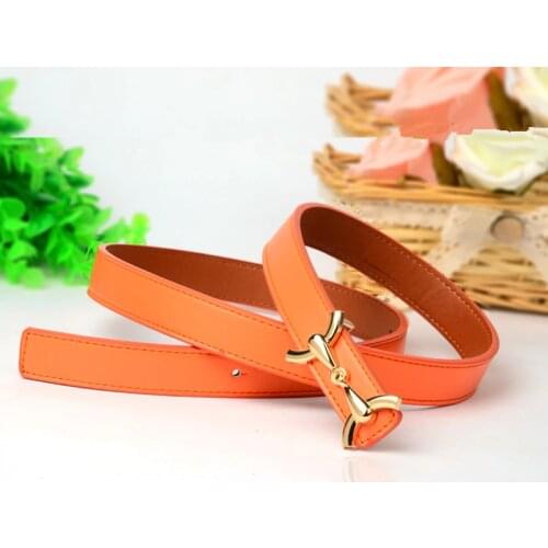 Faux Leather H buckle Women Belt Casual Solid Orange Black Brown White Blue Red Pink Female Small Belts Wholesale Strap