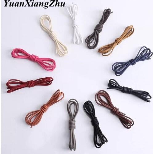 1Pair Waxed Cotton Round Shoe laces Leather Waterproof ShoeLaces Men Martin Boots Shoelace Shoestring