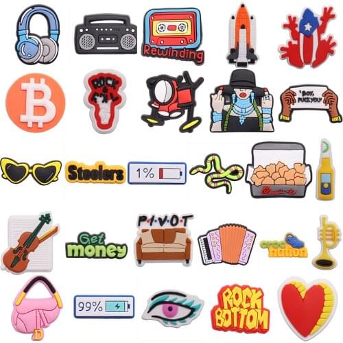 1pcs PVC Rocket Radio Snake Shoes Accessories Garden Shoe Decorations Fit Children Croc Jibz Charm Party Presents