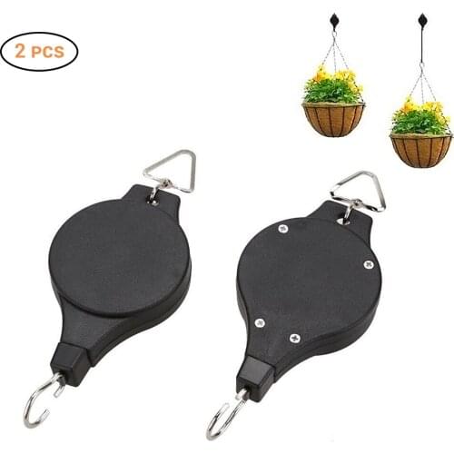 2 Pcs Garden Plant Pulley Retractable Hanging Hanger Adjustable Flower Pot Hooks