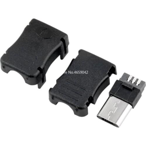 20pcs/lot Micro USB 5 Pin T Port Male Plug Socket Connector with Plastic Cover