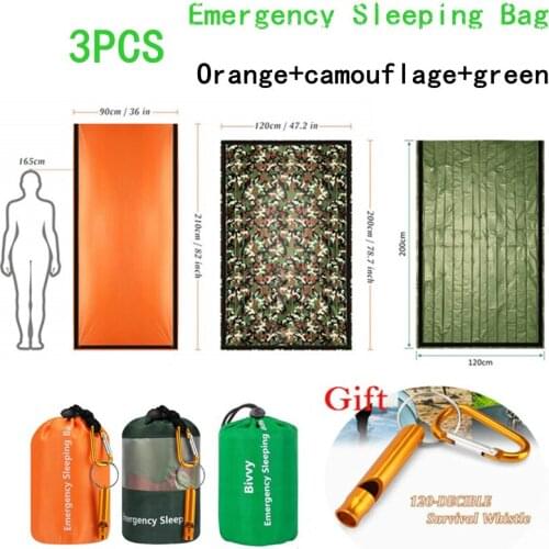 3Pcs Emergency Sleeping Bag Thermal Bivvy Sack,Lightweight Survival Sleeping Bag, Life Tent Emergency Blanket Emergency Shelter