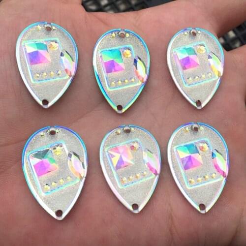 60pcs 20*30mm Resin Flatback Rhinestone water drop Cabochon Embellishment Scrapbooking For DIY buttons Crafts -T09