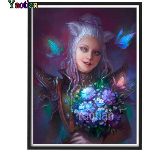 5d Diy Diamond Painting Anime girl daisy butterfly Diamond Mosaic Diamond Embroidery Sale Full Round Drill Cross Stitch Kits