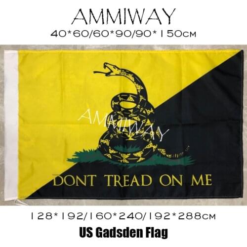 AMMIWAY Any Size Dont Tread On Me United States Anarcho Gadsden Flag Yellow Coiled Rattle Snake American Flags and Banners