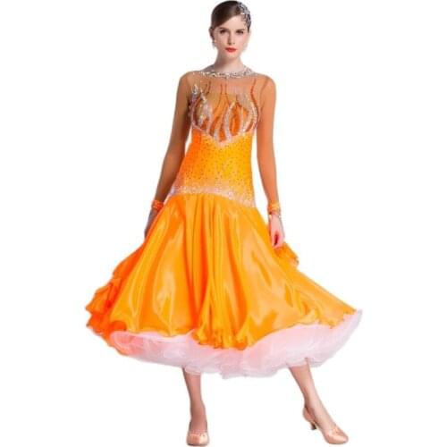 B-18471 New Pearl Silk Ballroom Dance Wear, High-end Friendship Performance Competition Ballroom Dance Dress For Adult