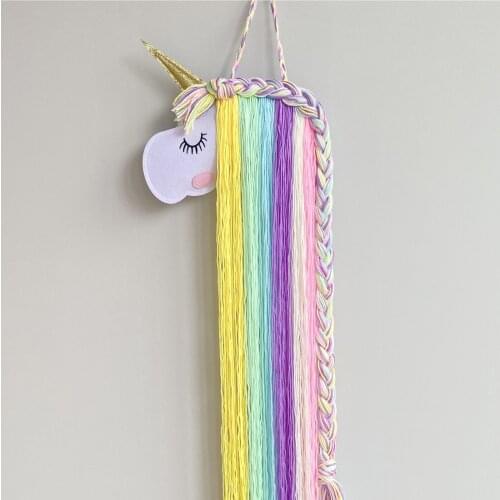 Unicorn Girls Hair Bows Storage Belt Children Hair Clips Kids Room Wall Hanging Toy Organizer Holder Rainbow Hair Accessories