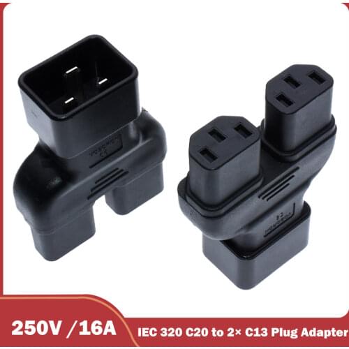 C20-2*C13 Power Adapter IEC320 C20 To 2*IEC320 C13 Connector Converter Male To 2*Female Y Spliter Conversion Plug 16A