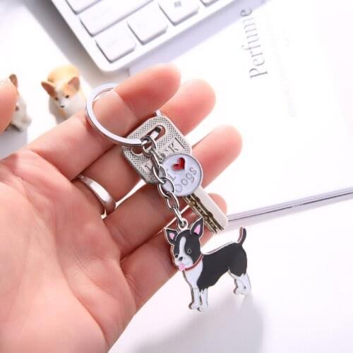 Keychain Chihuahua Car Dog Animal Key Chains DIY Key Rings DIY Metal Handbag Charms Dogs Key Holder Pendant Best Friends Gift