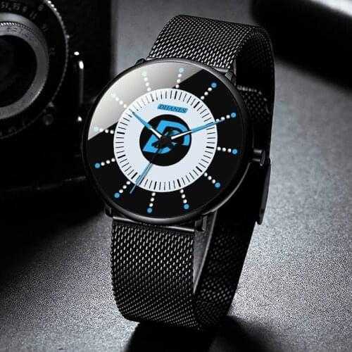Men Watches Luxury Minimalist Stainless Steel Mesh Belt Quartz Watch Simple Men Business Luminous Clock Relogio Masculino