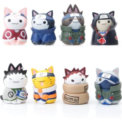 Naruto Anime Figures Hatake Kakashi Uzumaki Naruto Yahiko Jiraiya Sasuke Itachi COS Kawaii Cat Q Version Doll Modle Action Model