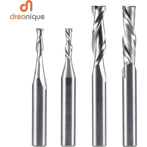 Inch size UP Cut DOWN Cut Two Flutes carbide Spiral router bit 3.175mm 6.35 mm,CNC Router, Compression Wood End mill Cutter bits
