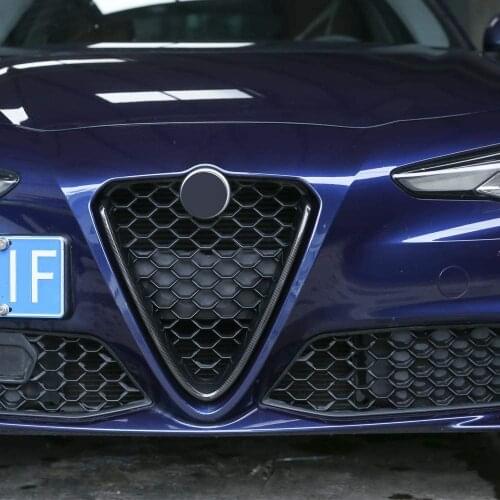 Carbon Fiber Engine Head Front Net Grille V Shape Frame Trim 1pc For Alfa Romeo Giulia 2017 2018