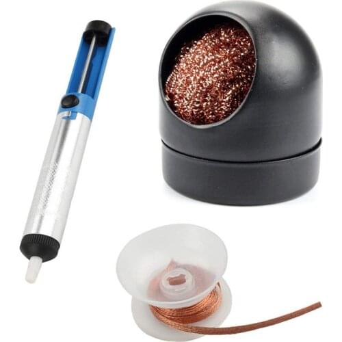 Soldering Iron Tip Cleaner Cleaning Steel Wire Stand Desoldering Wick Solder Sucker Removal Tool Solder Sucker Solder Braid