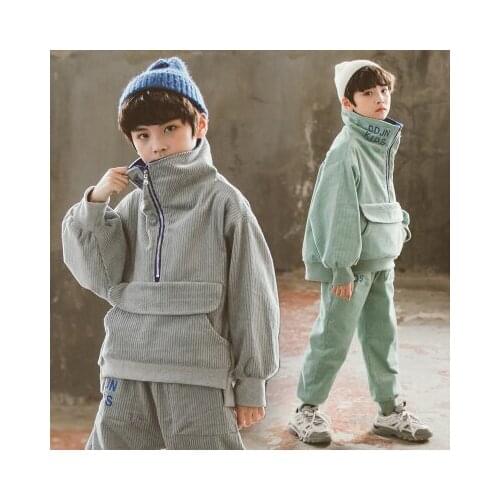 Hip Hop Style Boys Clothes Suits Corduroy Hoodies +Pants Kids Boys Two Piece Set Casual Children Boys Sports Pants Set Boys Set