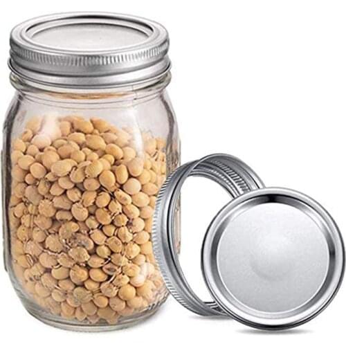 12/24pcs Wide Mouth 86mm And 70mm Mason Jar Canning Lids, Reusable Leak Proof Split-type Silver Lids With Silicone Seals Rings
