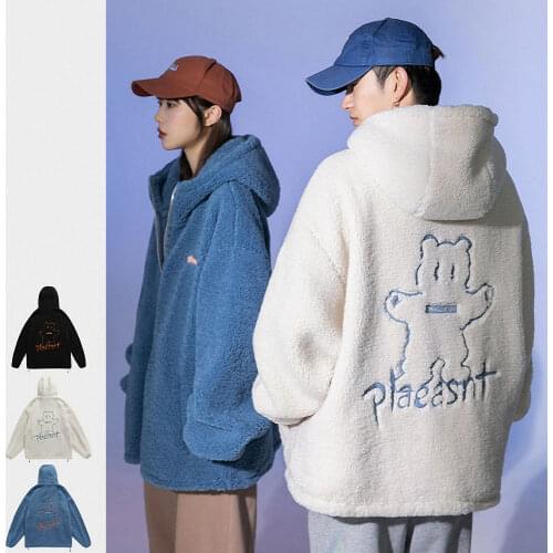 Women and men Autumn Winter Hooded Coat Outdoor Warm Outwear Thick Fleece Oversize Jacket Parkas Casual Hip Hop Fashions loose
