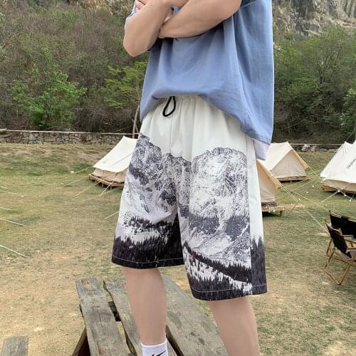 2021 Summer Casual Shorts Snowy Mountain Print Mens Shorts Bermuda Beach Shorts Plus Size Short Men Male All-match Shorts