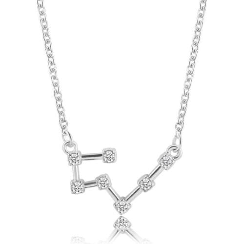 Fashion Crystal Zodiac Necklace 12 Constellation Necklaces For Women Silver Chain Star Choker Necklace Bestfriend Jewelry