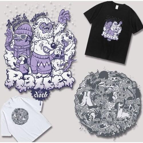 Cartoon animal polar bear monkey simple alphabet pattern Heat Vinyl Ironing Stickers Decor Patches for Clothing DIY T-shirt