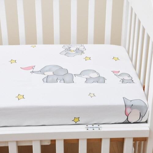 100% Cotton Crib Fitted Sheet Soft Breathable Baby Bed Mattress Cover Cartoon Newborn Bedding For Cot Size 110*60cm