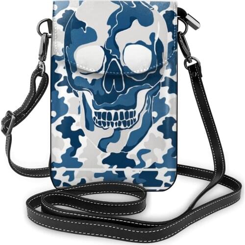 New Women Wallet Purses Camouflage Leather Shoulder Strap Bag Mobile Phone Hasp Card Holders Handbag Skull Pockets for Girls