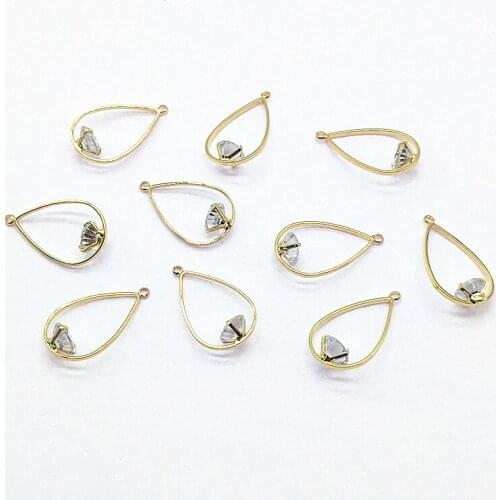 New arrival! 24x14mm 50pcs Plating Real gold/CZ Drop Shape Charm for Earrings DIY parts,Jewelry Earrings Findings & Component