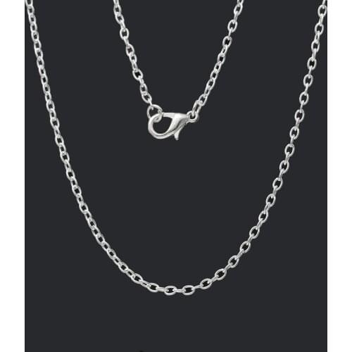 DoreenBeads Jewelry Metal Alloy Basic Necklace Silver color Cable Chains Necklaces with Lobster Clasp 77cm(30 3/8") long, 12 PCs