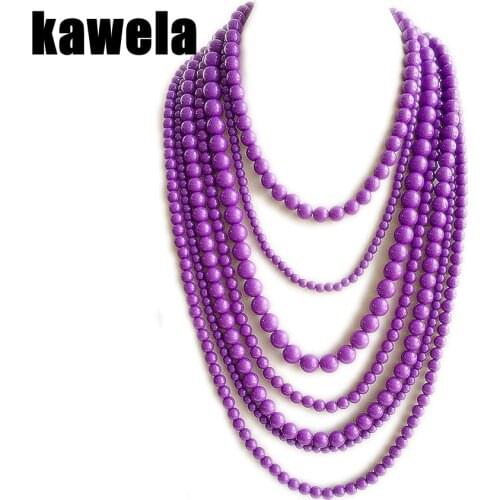 Purple Color Pretty Design Beaded Seven Layered Hot Sale Necklace