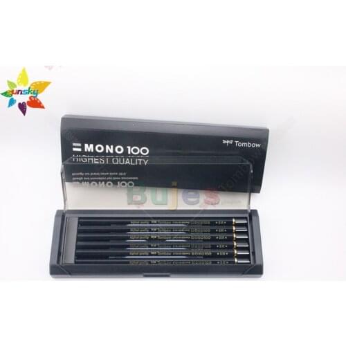 Tombow MONO 100 12 pcs Graphite lead core Hexagonal wood pencil sketch pencil design Multiple grayscale storage box art supplies