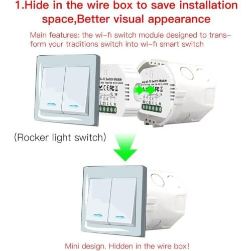 WiFi Smart Breaker Mini Smart Light Dimmer Switch Module Smart Life Tuya Remote Control Work with Alexa Google Home Control
