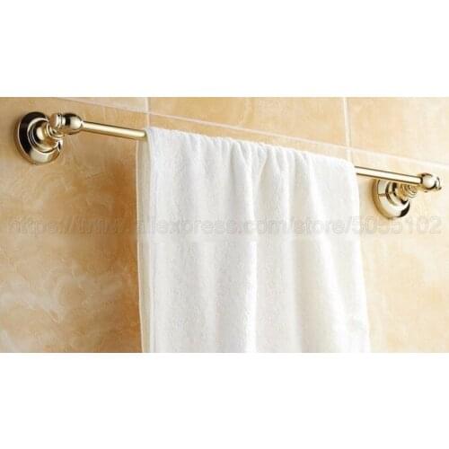 Towel Bars Single Rail Gold Color Brass Towel Holder Bath Shelf Towel Hanger Wall Mounted Bathroom Accessories zba103
