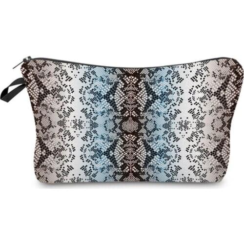 Snakeskin Decorative Pattern Painting Printed Vintage Makeup Bags Foldable Cosmetic Bags For Women Multifunction Toiletry Bags
