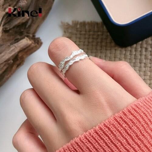 Kinel New 925 Sterling Silver Double Layer Women Finger Rings for Women Engagement Wedding 2020 Plated Platinum Jewelry