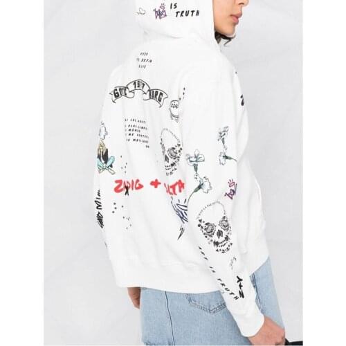 Letters Pattern Print Womens Hooded Sweatshirt Autumn Winter Ladies Long Sleeve White Cardigan Female Zipper Jacket Coat Top