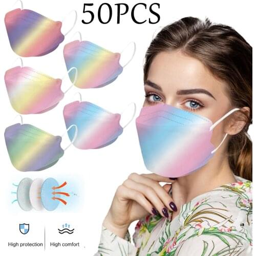 10pcs Mascarillas Adult Tie Dye Face Mask Fish Face Mask Disposable Breathable Mask For Face Masque Masque Halloween Cosplay
