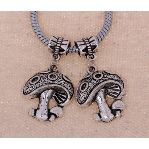 10pcs Wholesale Fashions Vintage Silver Big Mushroom Pendants Beads Charm Fits Necklace&Bracelet For Women DIY Jewelry