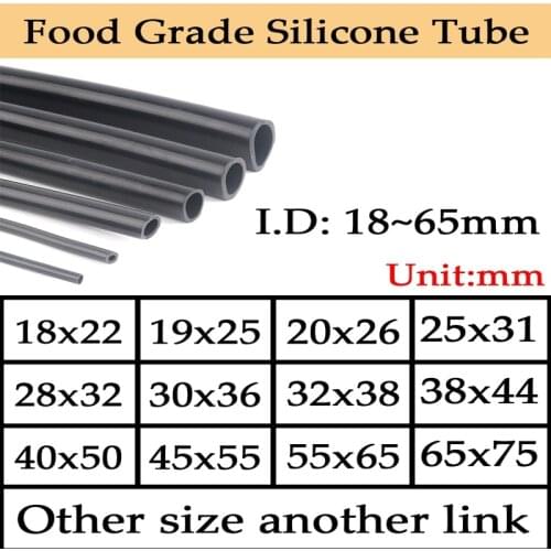 2m I.D 1~65mm Food Grade Black Silicone Rubber Hose Heat Resistant Aquarium Flexible Silicone Tube Silica Gel Hose