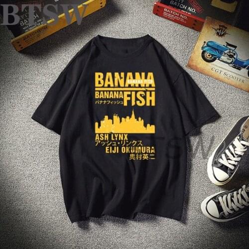 2021 Anime Japan BANANA FISH Tee Shirt Large Size Clothes Printed Manga Cartoon Mens T Shirts Fashion Graphic Streetwear